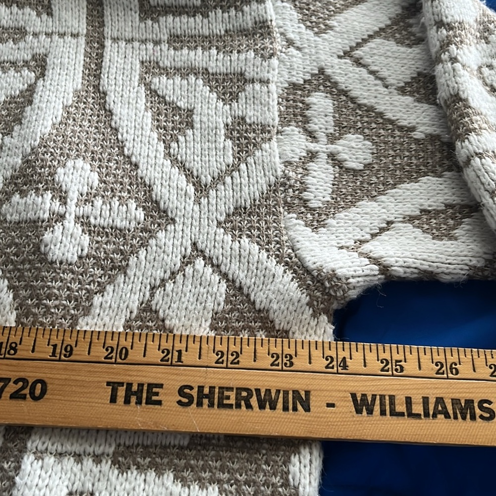 Partners by Mervyn’s medium beige and white vintage cardigan 3/4 sleeve - Picture 6 of 9